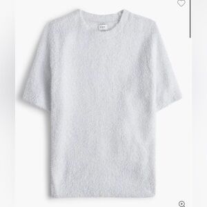 J. Crew White Silver Shimmer Short Sleeve Sweater